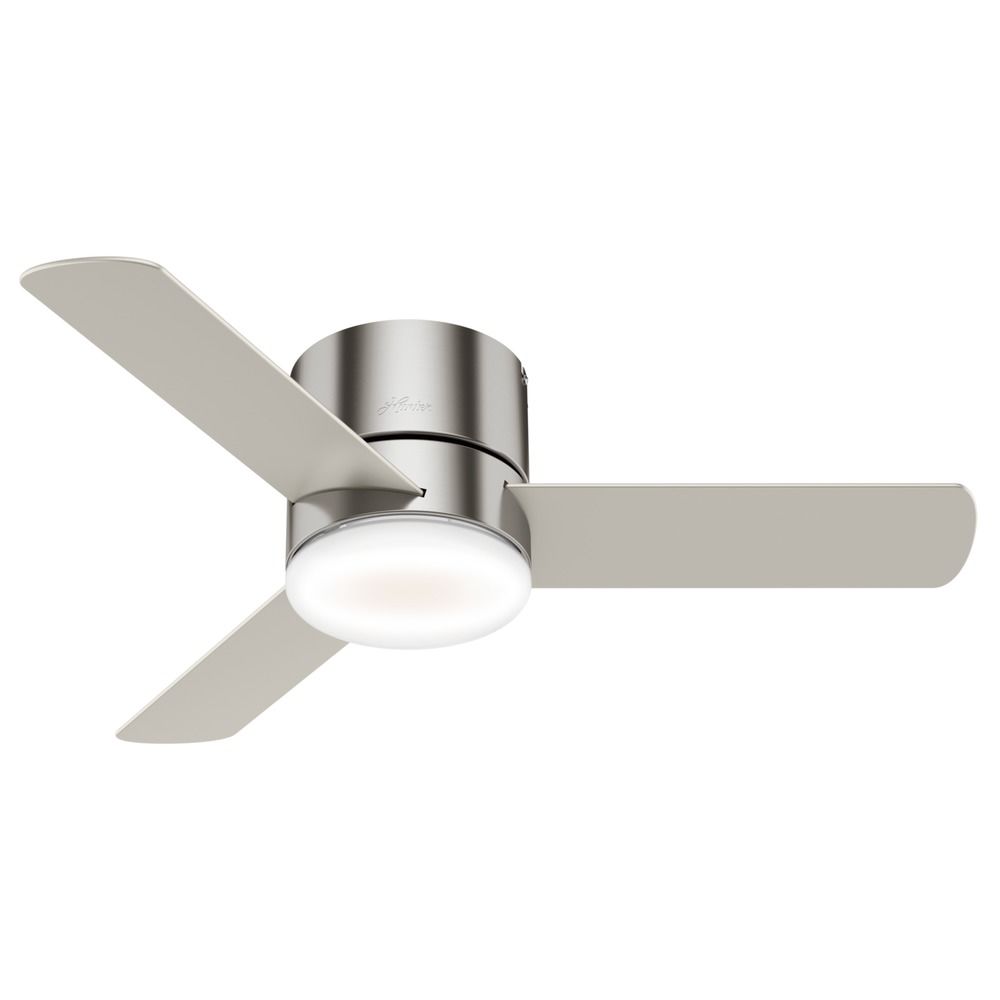 Hunter Ceiling Fan With Light 44 Inch Minimus In Brushed Nickel 59454 Destination Lighting - Replacement Light Bulbs For Hunter Ceiling Fans