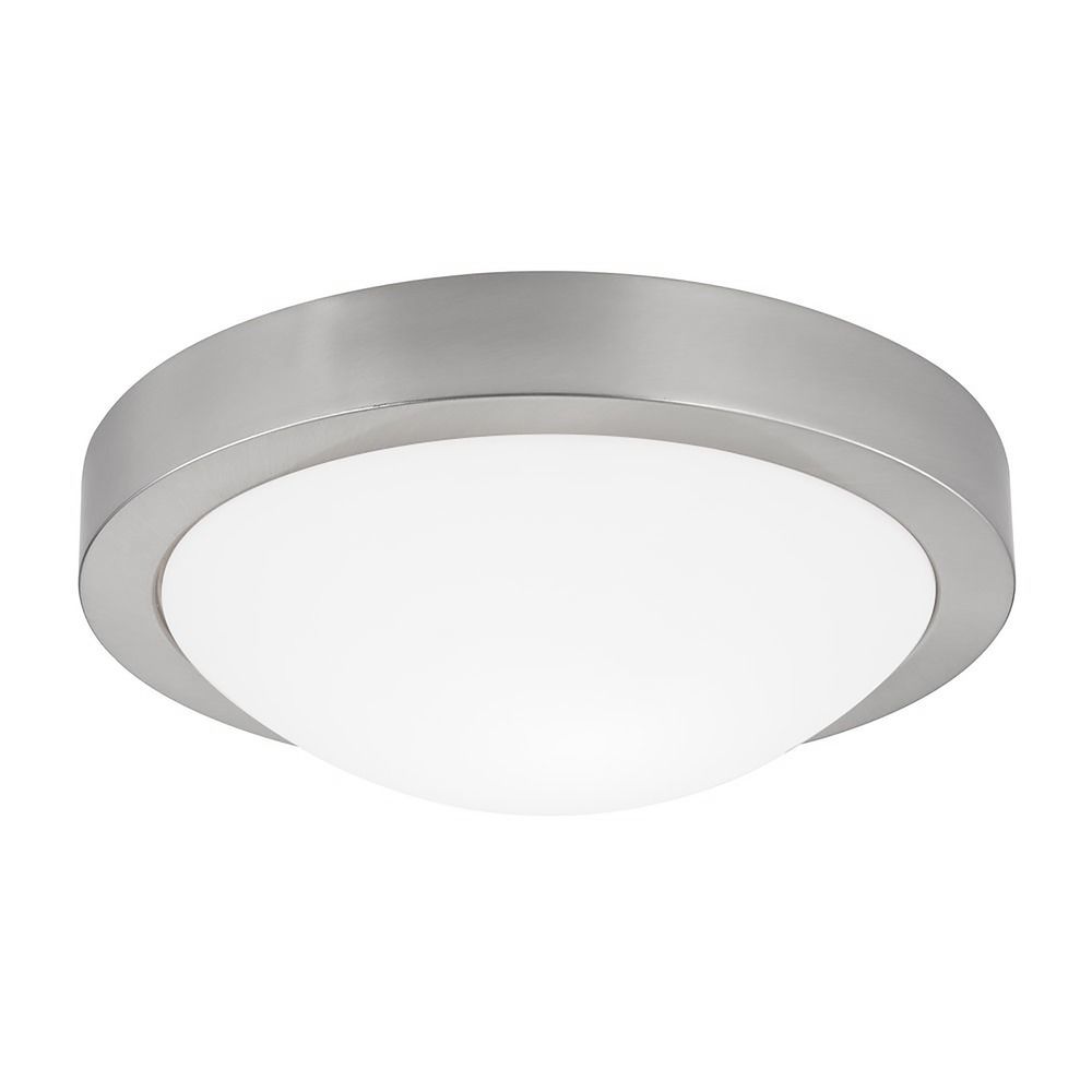 Modern Flush Ceiling Light With White Glass 11 Inches Wide