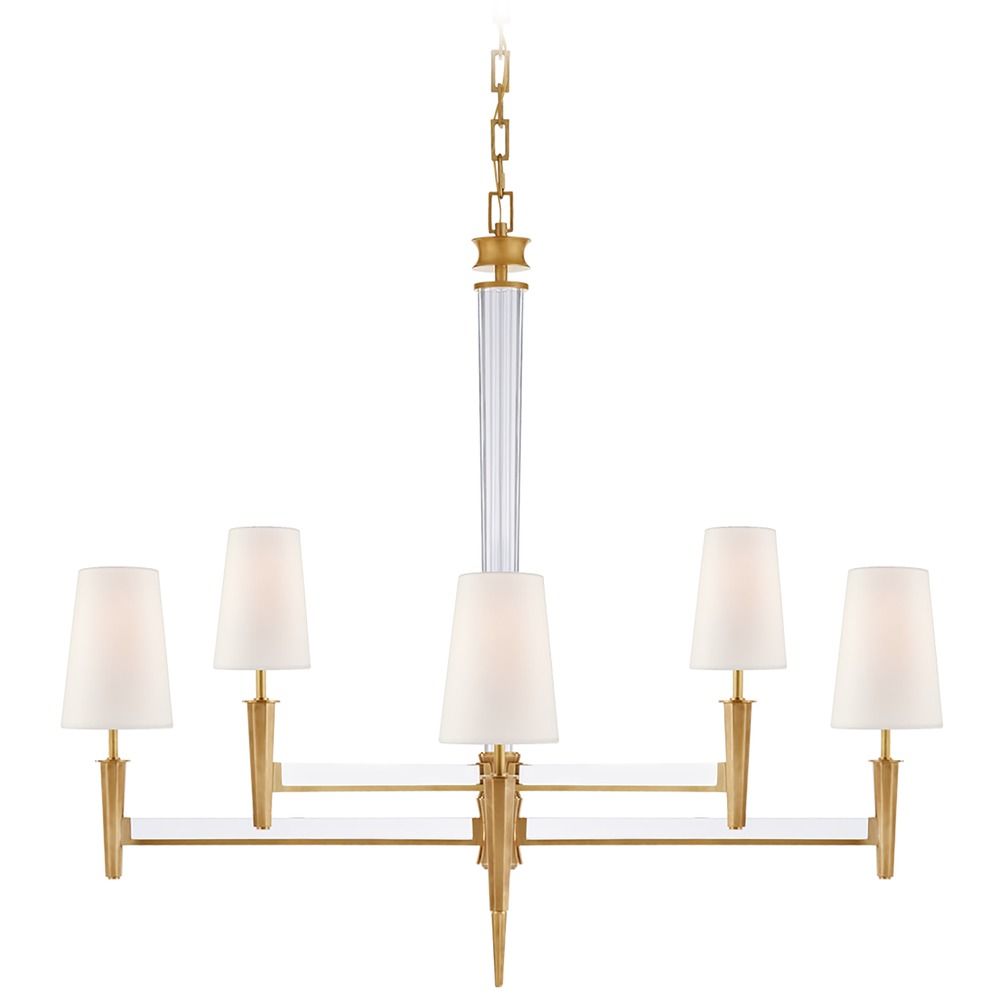 Thomas OBrien Lyra Chandelier in Antique Brass by Visual Comfort Signature  at Destination Lighting