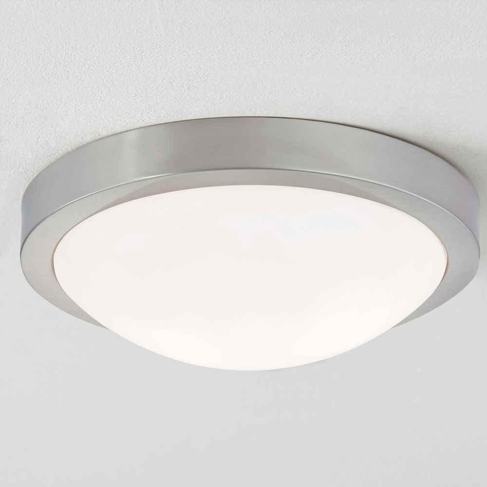 Modern Flush Ceiling Light Satin Nickel 13 Inch Wide 4013 09