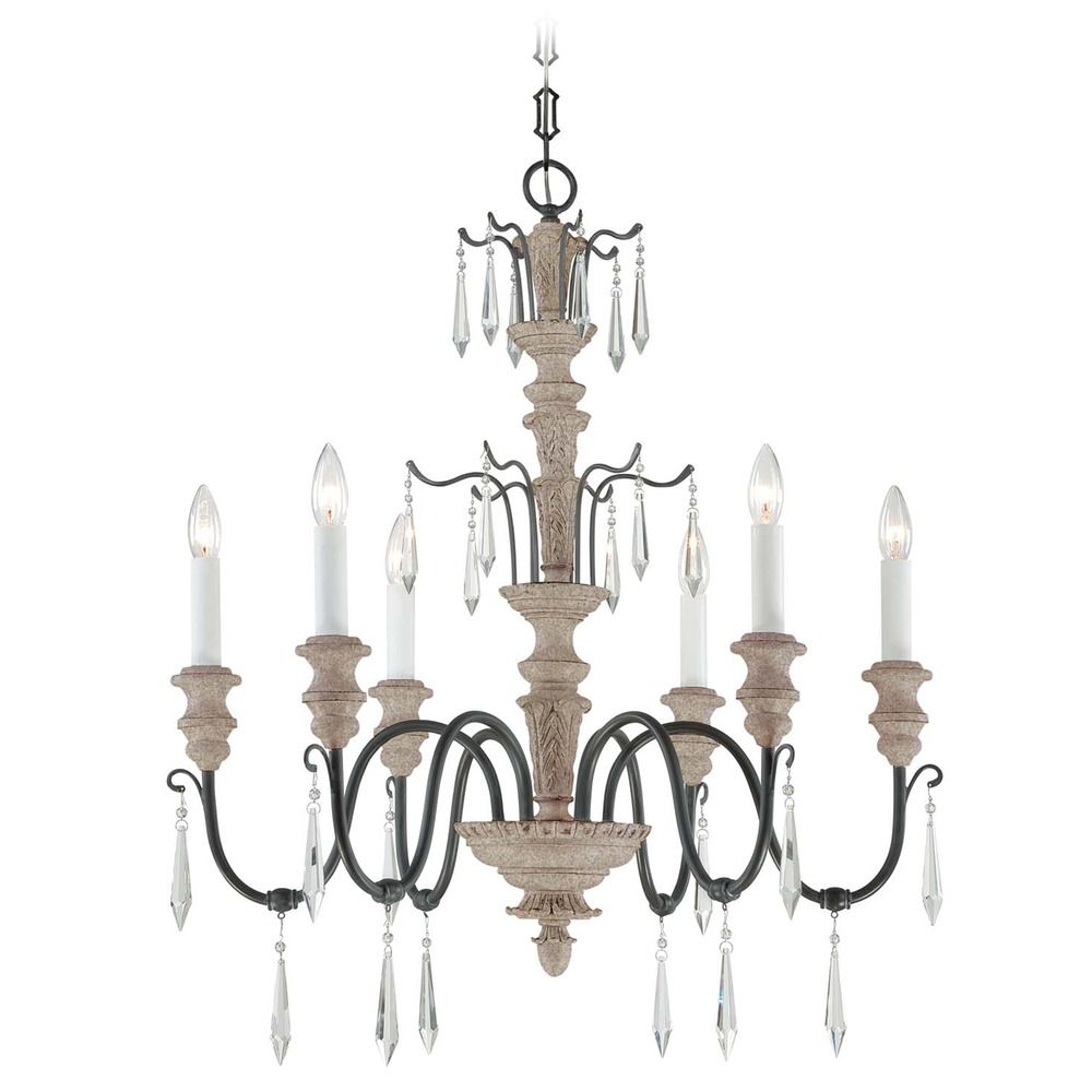 Savoy House Distressed White Wood And Iron Crystal Chandelier 1 Wood And Iron Crystal Chandelier 1 4340 6 Hover Or To Zoom