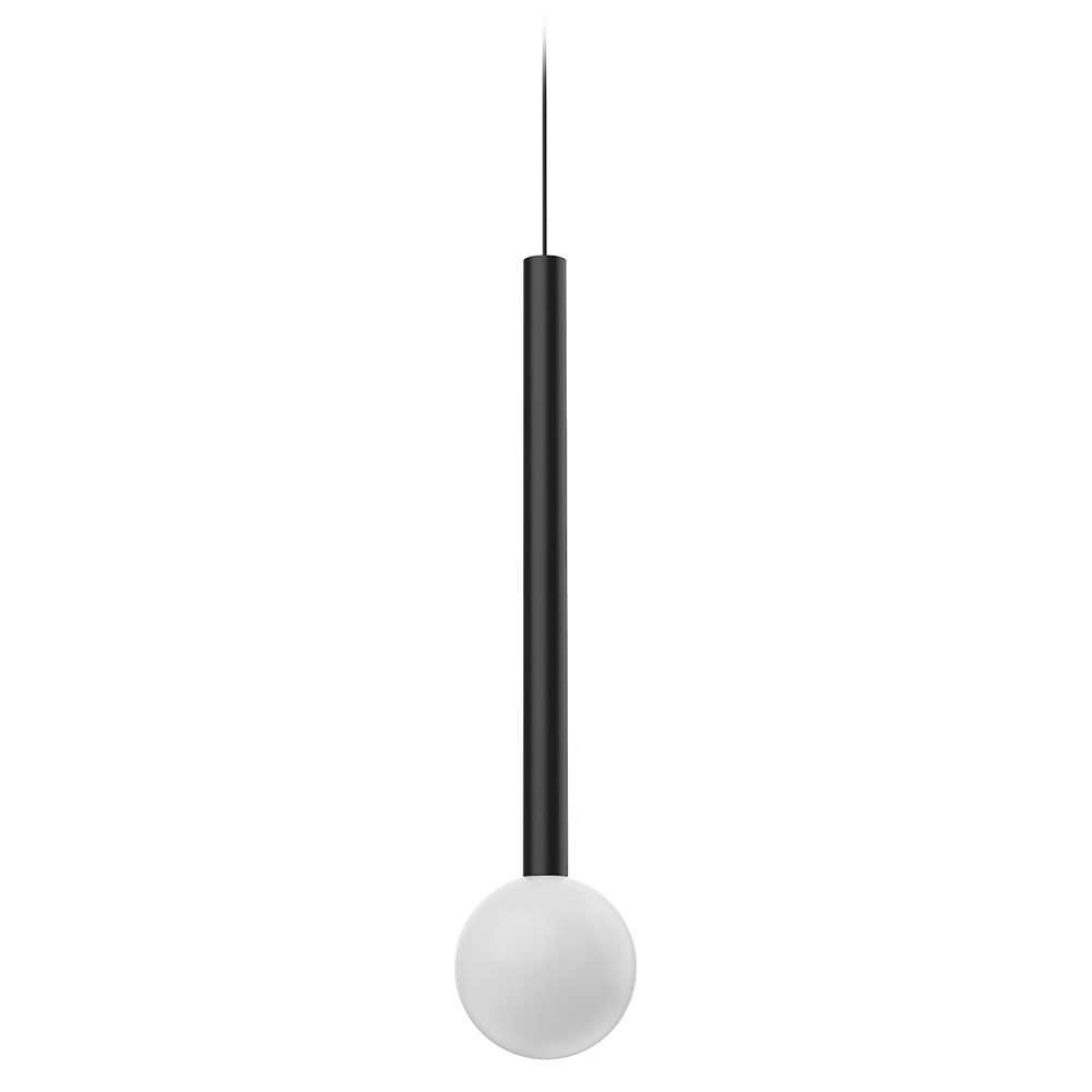 Elixir 17.75-Inch LED Pendant Light in Black with Opal Glass Globe ...