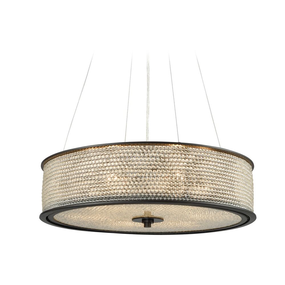 Elk Lighting Glass Beads Oil Rubbed Bronze Pendant Light With Drum Elk Lighting Glass Beads Oil Rubbed Bronze Pendant Light With Drum Shade 15971
