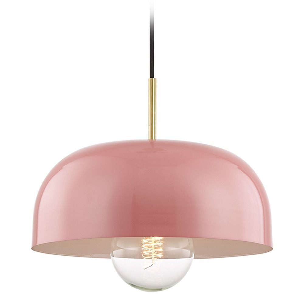 Mitzi Avery Aged Brass Pink Pendant Light With Bowl Dome Shade Mitzi Avery Aged Brass Pink Pendant Light With Bowl Dome Shade