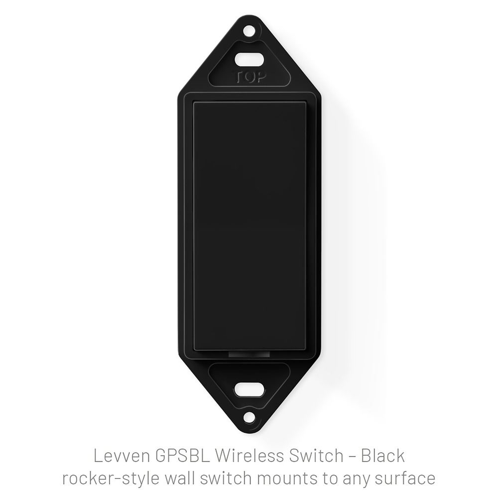 Levven Wireless Light Switch (UL & ETL Listed), On/Off and Dimming Black Decora-Style Switch - Requires Levven Power Controller