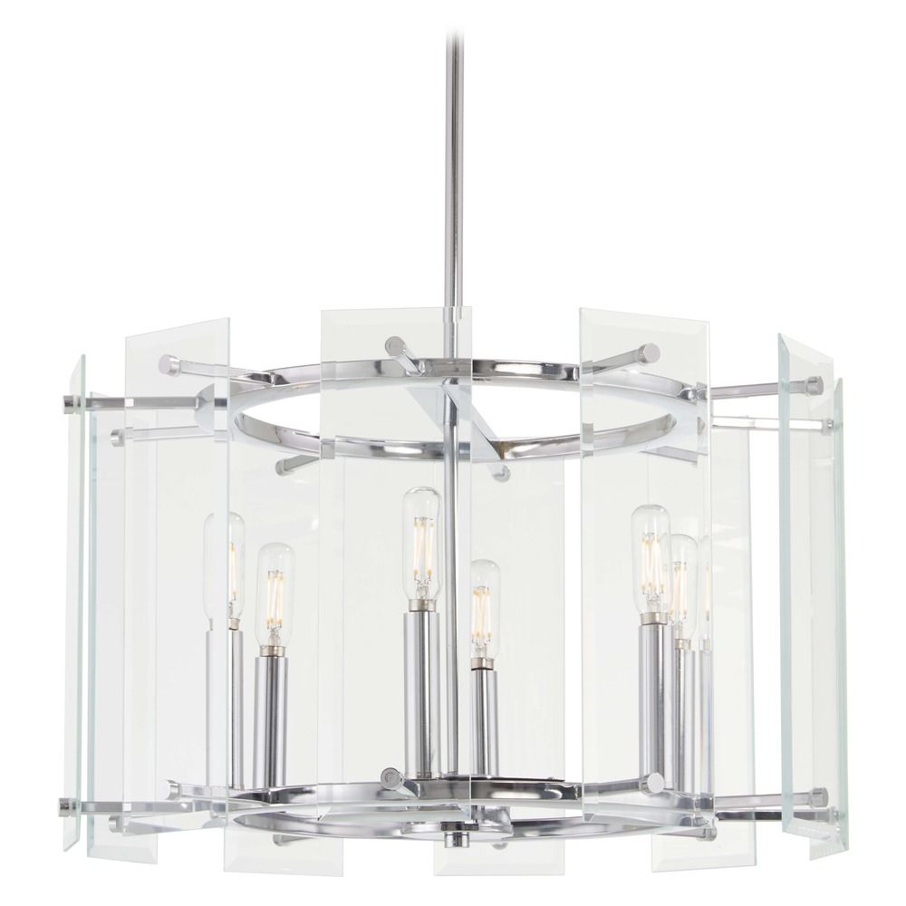 Minka Lavery Beacon Trace Chrome Pendant Light With Drum Shade At Destination Lighting