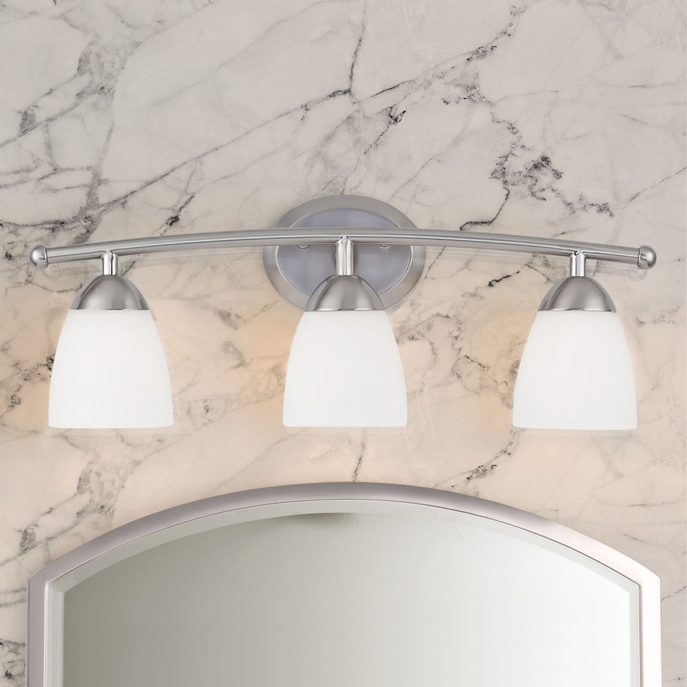 Modern Bathroom Light with White Glass 