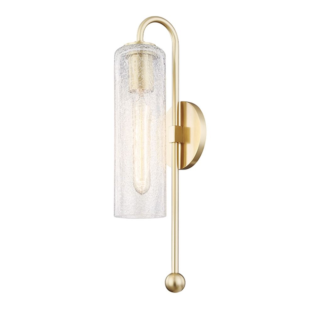 Beverly Hills Sconce 19 H x 4.75 W x 5.5 D Aged Brass Crackle Glass Glass Metal Sconces Modern Contemporary Shades of Light