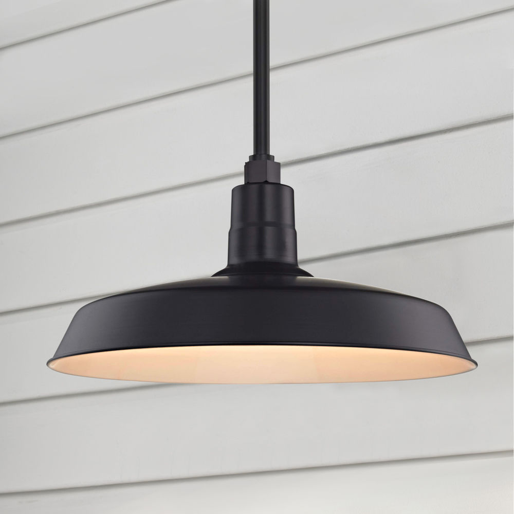 Black Pendant Barn Light With 18 Inch Shade Bl Stm Blk Bl Sh18