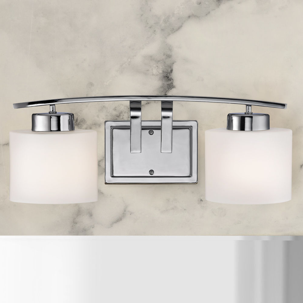 New chrome designer bathroom wall lights glass shades 