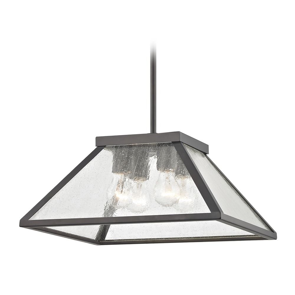 Industrial Pendant Light In Bronze With Tapered Square Glass At Destination Lighting