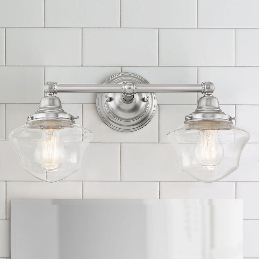 Schoolhouse bathroom vanity light outlet