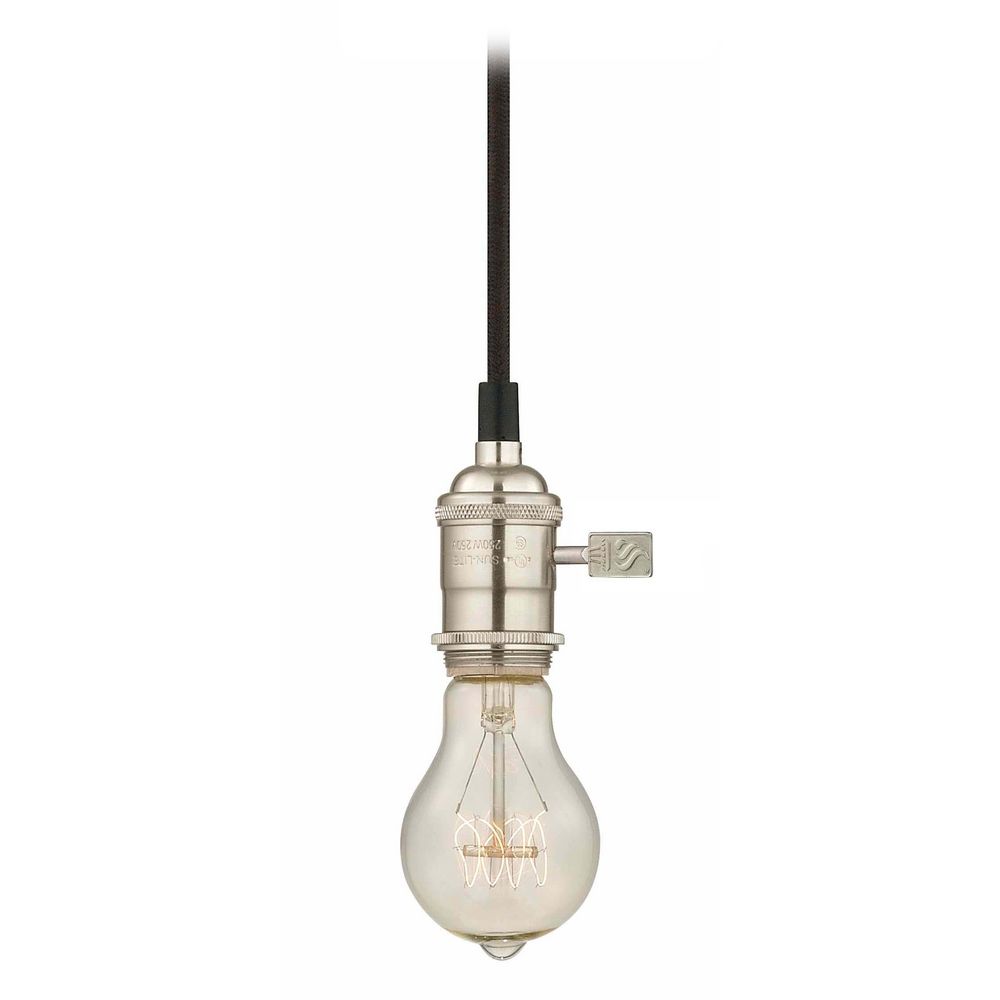 Industrial Edison Bulb Mini Pendant Light Satin Nickel Cloth Cord Design Classics Lighting Industrial Edison Bulb Mini Pendant Light Satin Nickel Cloth Cord Ca1