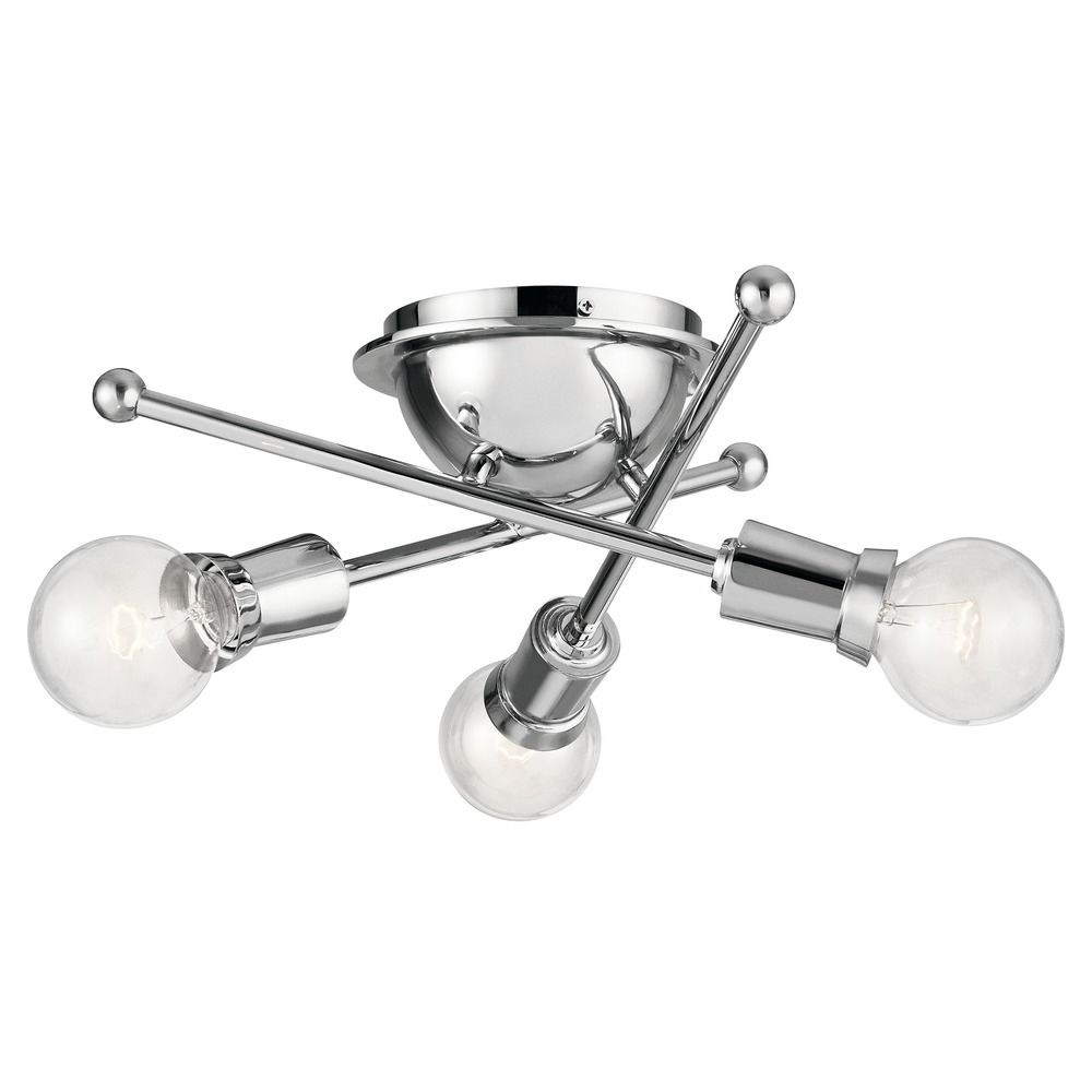 Mid Century Modern Flushmount Light Chrome Armstrong By Kichler