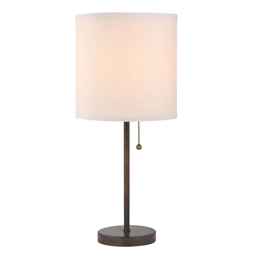 Pull Chain Table Lamp With White Drum Shade In Bronze Finish 1900 Design Clics Lighting Pull Chain Table Lamp With White Drum Shade In Bronze Finish 1900