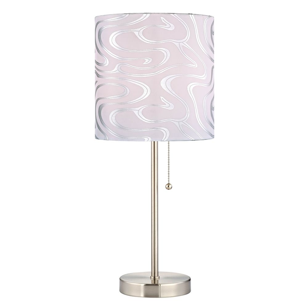 Pull Chain Table Lamp With Silver Patterned Drum Shade 1900 09 Design Classics Lighting Pull Chain Table Lamp With Silver Patterned Drum Shade 1900 09