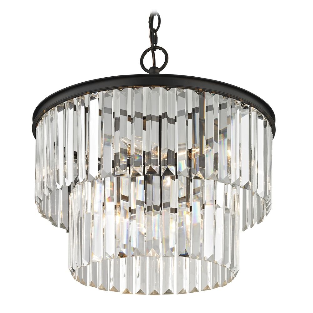 Two Tiered Crystal Chandelier Bronze 1823 220 Destination Lighting Image