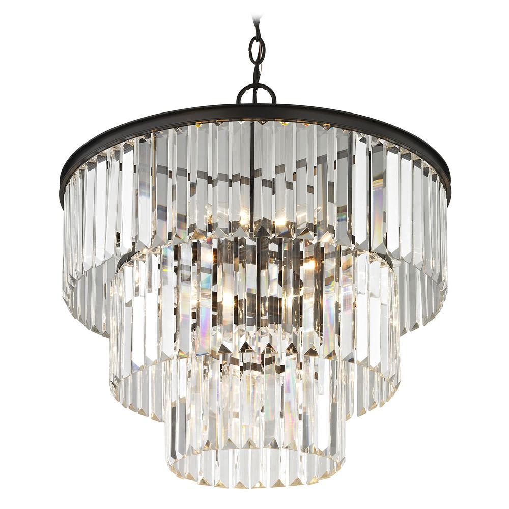Three Tiered Crystal Chandelier Bronze 1824 220 Destination Lighting Image
