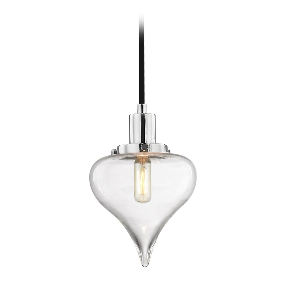 Modern Teardrop Pendant Light With Clear Glass In Chrome Finish Design Classics Lighting Modern Teardrop Pendant Light With Clear Glass In Chrome Finish 1821 26
