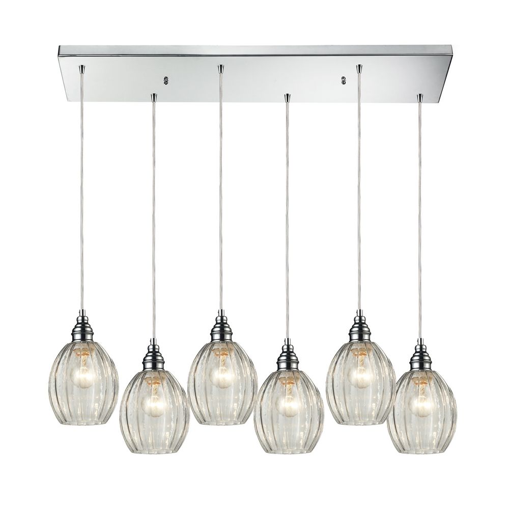 Multi Light Pendant Light With Clear Glass And 6 Lights 460176rc