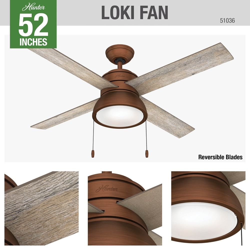 Loki Weathered Copper LED Ceiling Fan 
