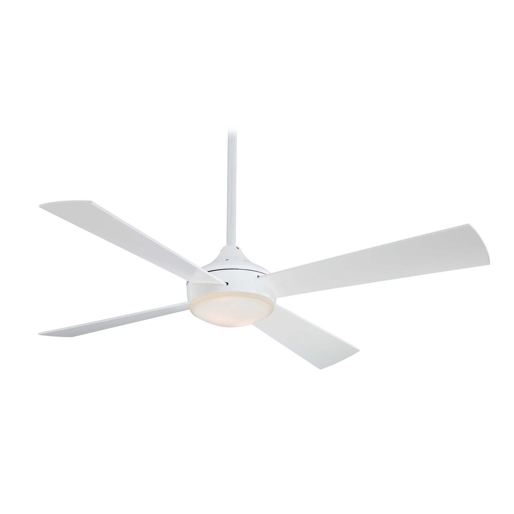 52 Inch Modern Ceiling Fan With Light With White Glass At Destination Lighting
