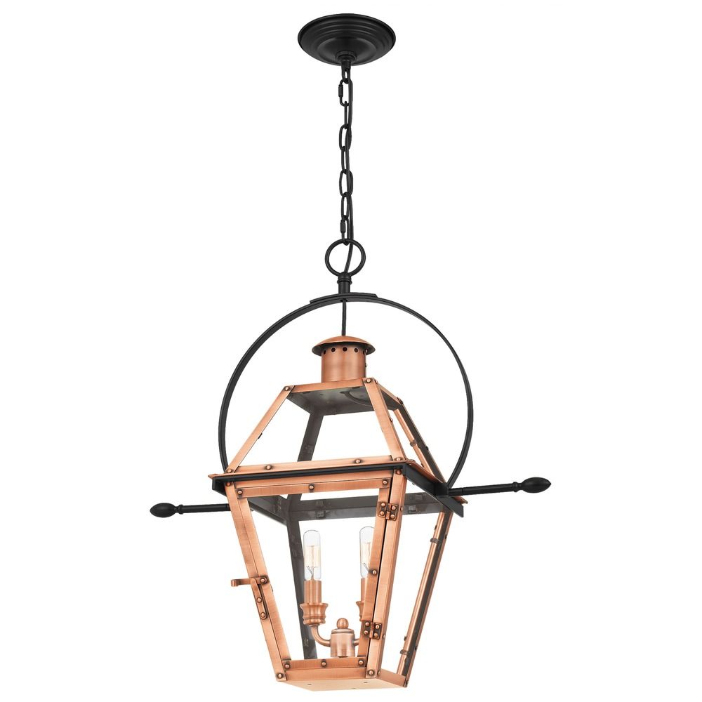 Outdoor Hanging Light With Clear Glass, Copper Outdoor Hanging Light Fixtures