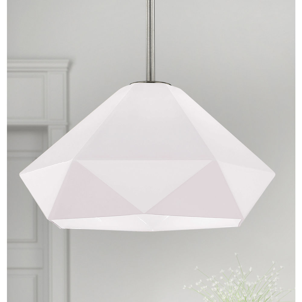 Satin Nickel Art Deco Pendant Light With Hexagon Shade 521 09