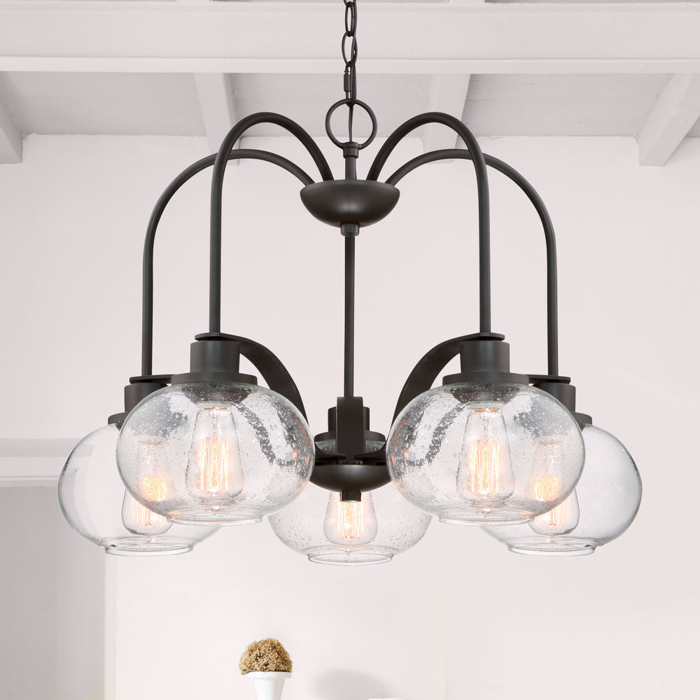 Industrial Edison Bulb Chandelier Bronze 26 Inch By Quoizel