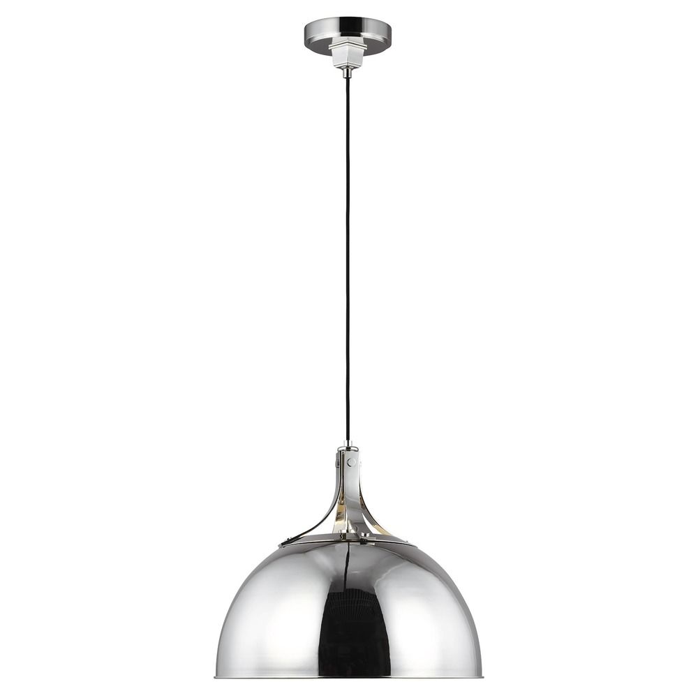 Thomas O Brien Logan 20 Inch Wide Polished Nickel Pendant With Dome Shade Tp1071pn Destination Lighting