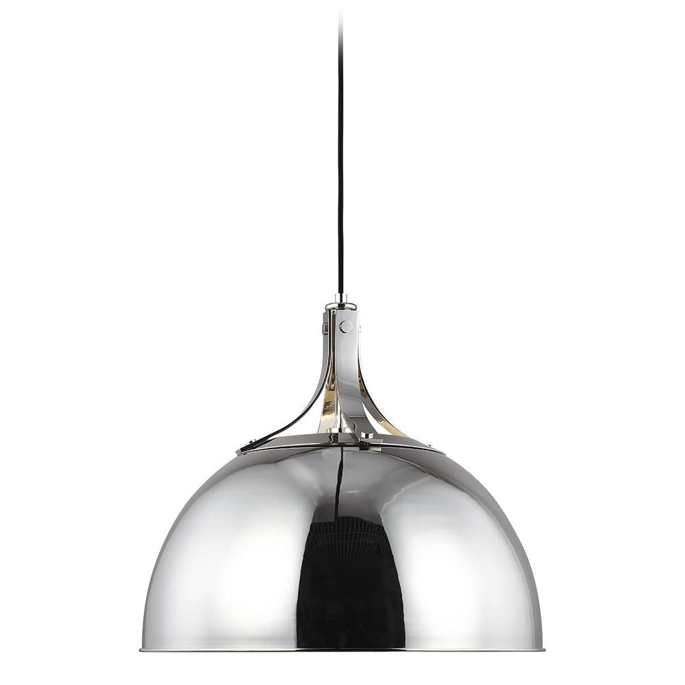 Thomas O Brien Logan 20 Inch Wide Polished Nickel Pendant With Dome Shade Tp1071pn Destination Lighting