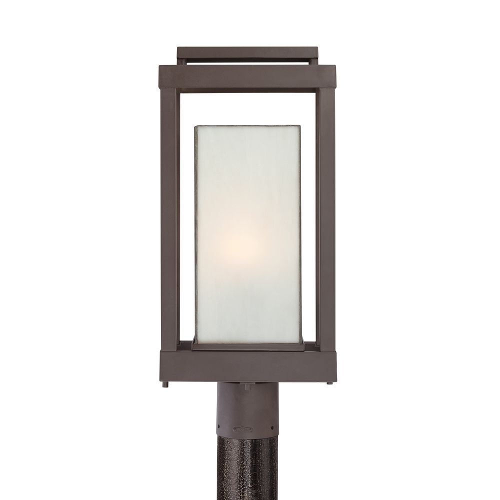 Post Light with Art Glass in Western Bronze Finish PWL9009WT
