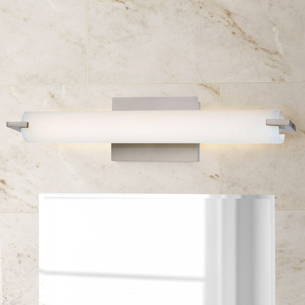 Tube Brushed Nickel Led Bathroom Light Vertical Or Horizontal Mounting P5044 084 L Destination Lighting