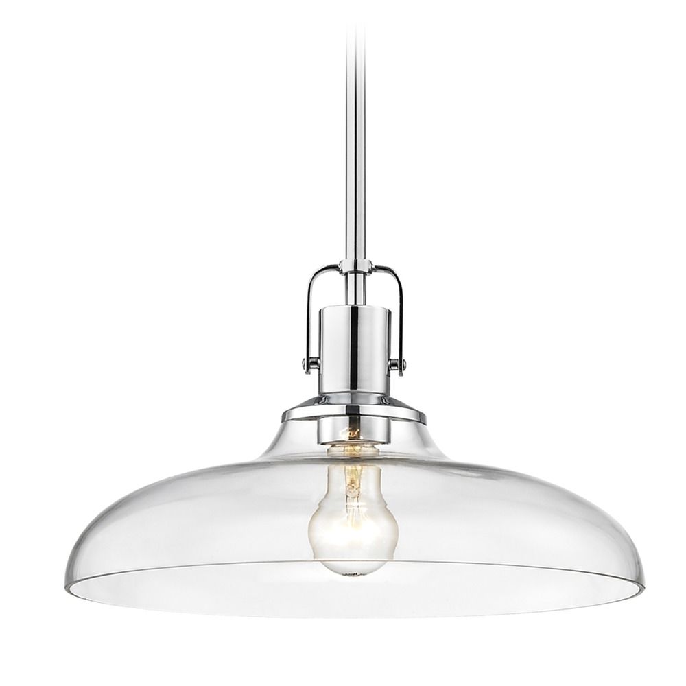 Clear Glass Pendant Light Chrome Finish 14 Inch Wide 1762 26