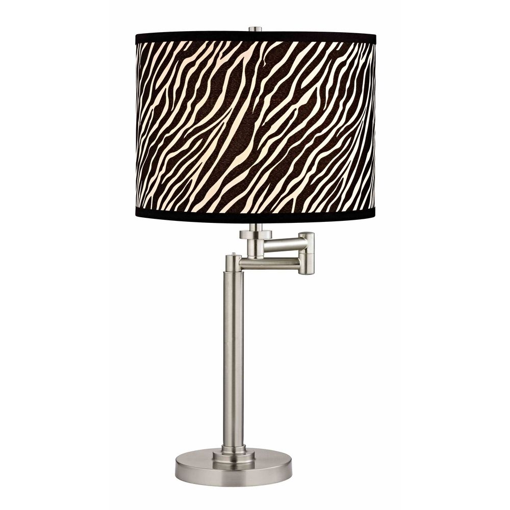 Swing Arm Table Lamp With Zebra Print Shade 1902 09 Sh9485 Image