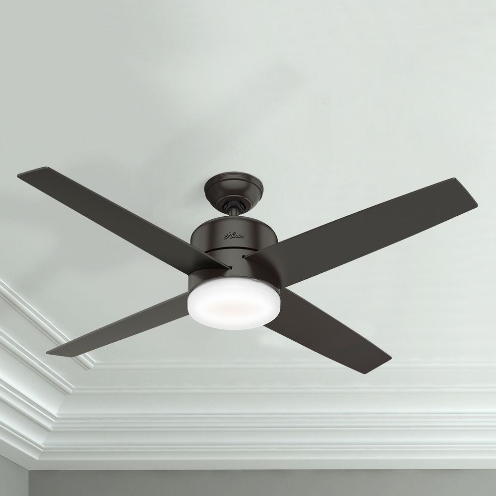 Hunter 54 Inch Noble Bronze Led Ceiling Fan With Light With Hand