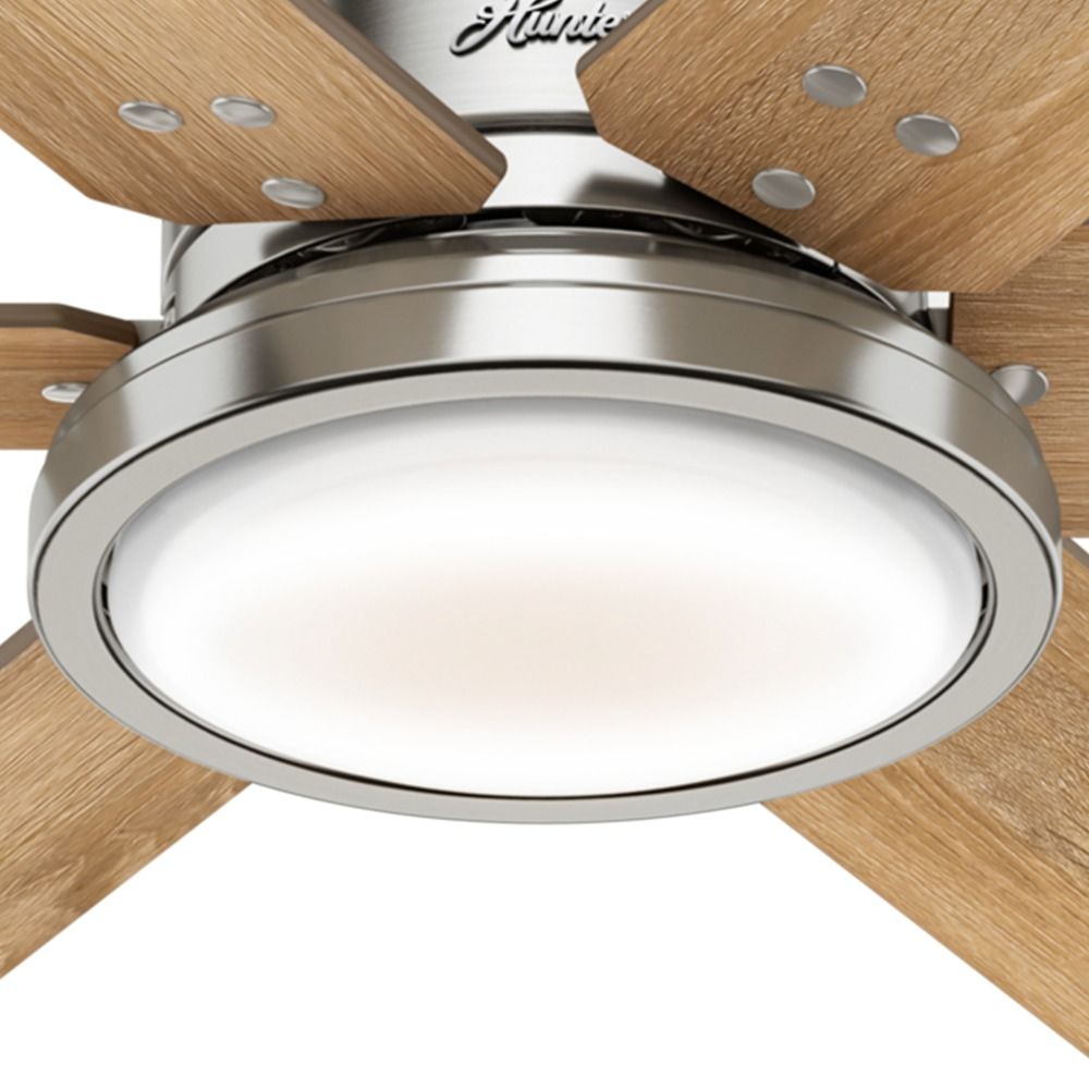 Hunter 70 Inch Brushed Nickel Led Ceiling Fan With Light And Wall