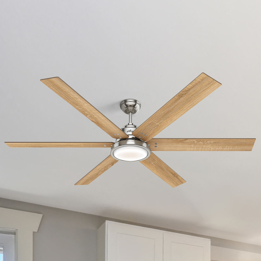 Hunter 70 Inch Brushed Nickel Led Ceiling Fan With Light And Wall Control At Destination Lighting