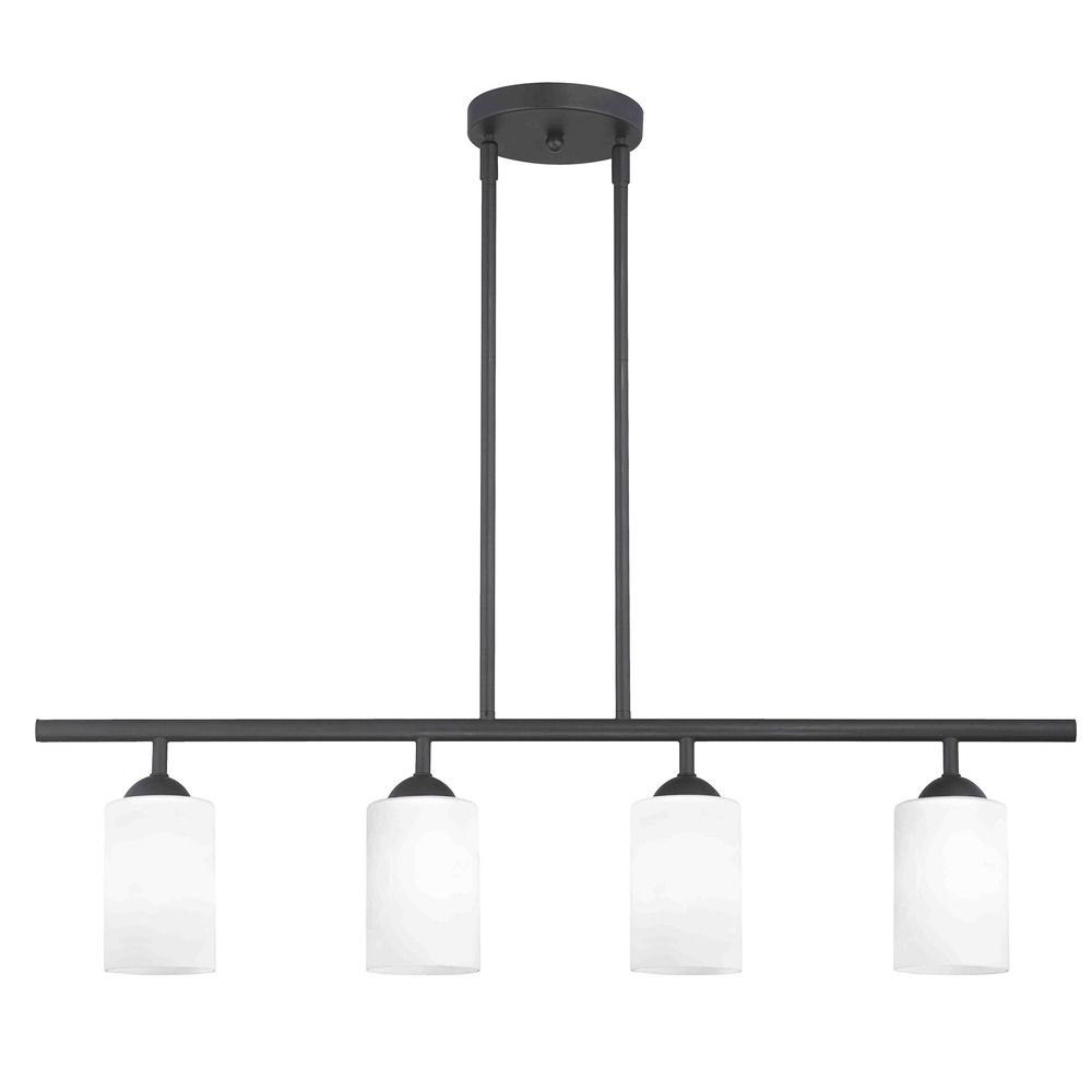 Axel Linear Chandelier in Black & Satin White Cylinder Glass by Fuse ...