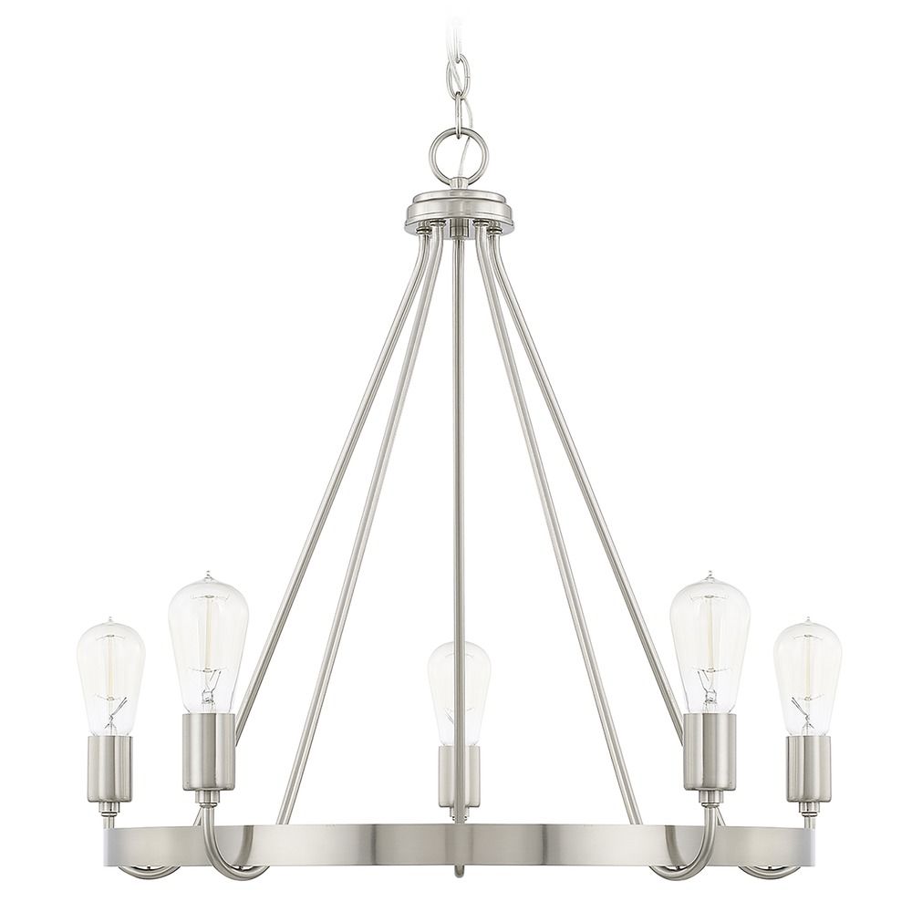 Tanner 5 Light Chandelier in Brushed Nickel by HomePlace at Destination Lighting