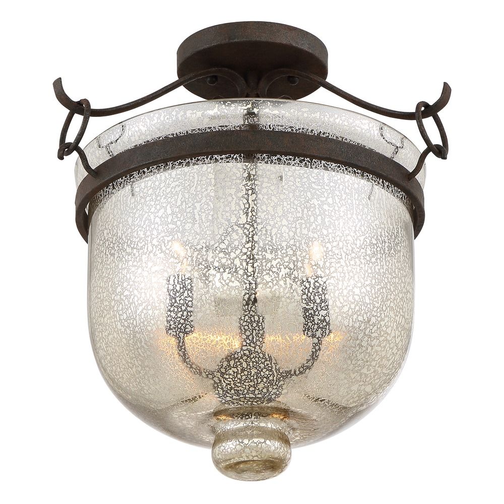 Mercury Glass Semi Flushmount Light Black Quoizel Lighting At Destination Lighting