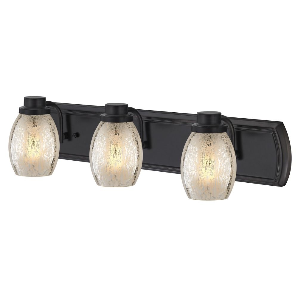 Industrial Mercury Glass 3-Light Bath Vanity Light in Bronze