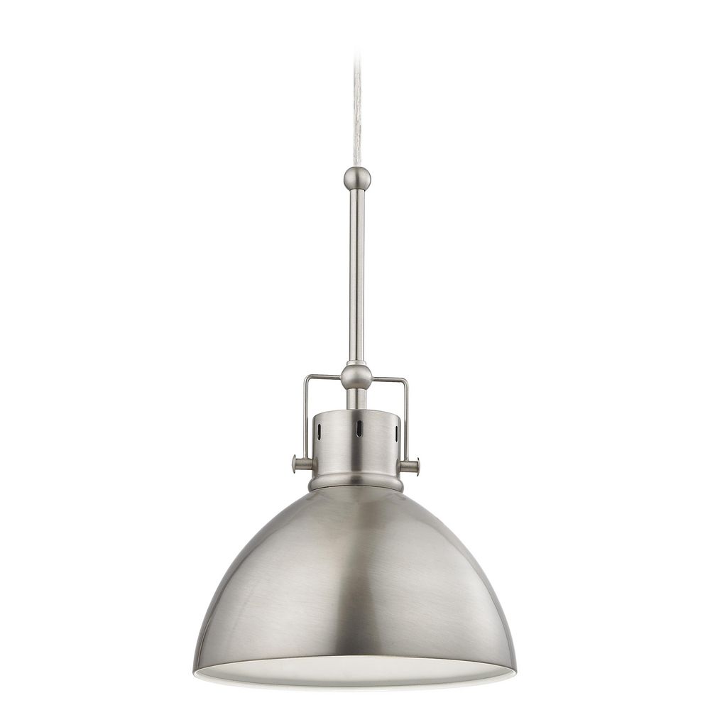 Satin Nickel Dome Metal Pendant Light 2038 1 09 Destination Lighting Satin Nickel Dome Metal Pendant Light Off