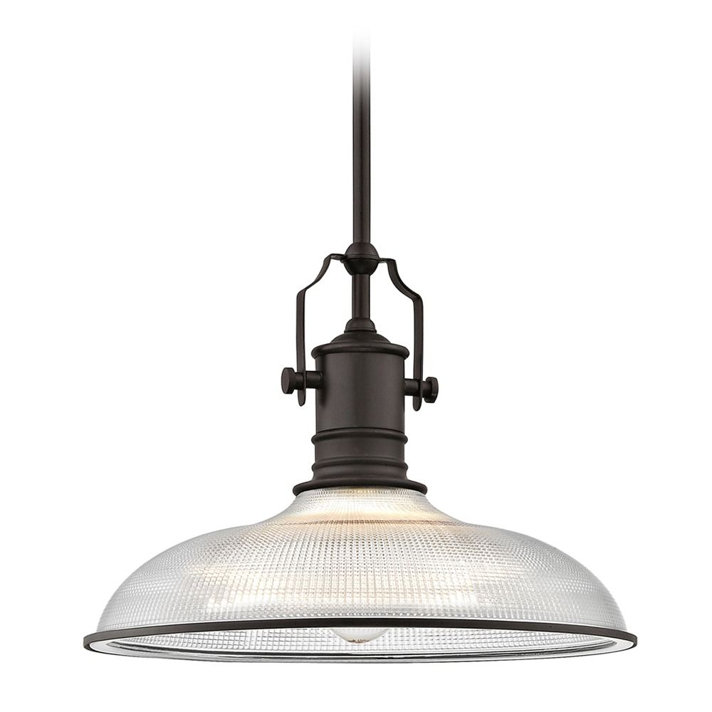Bronze Industrial Pendant Light Prismatic Glass 14 38 Inch Wide At Destination Lighting