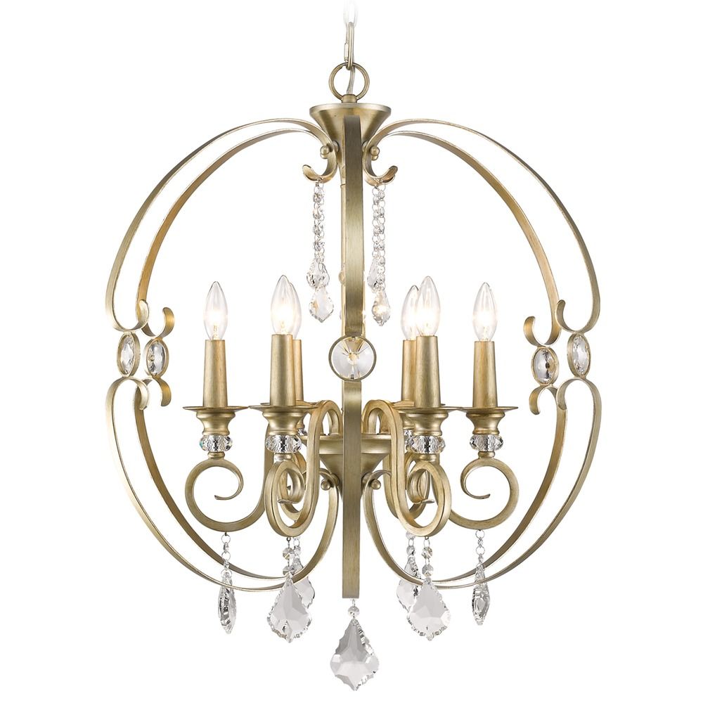 Ella White Gold Chandelier by Golden Lighting 1323 6 WG Destination Lighting