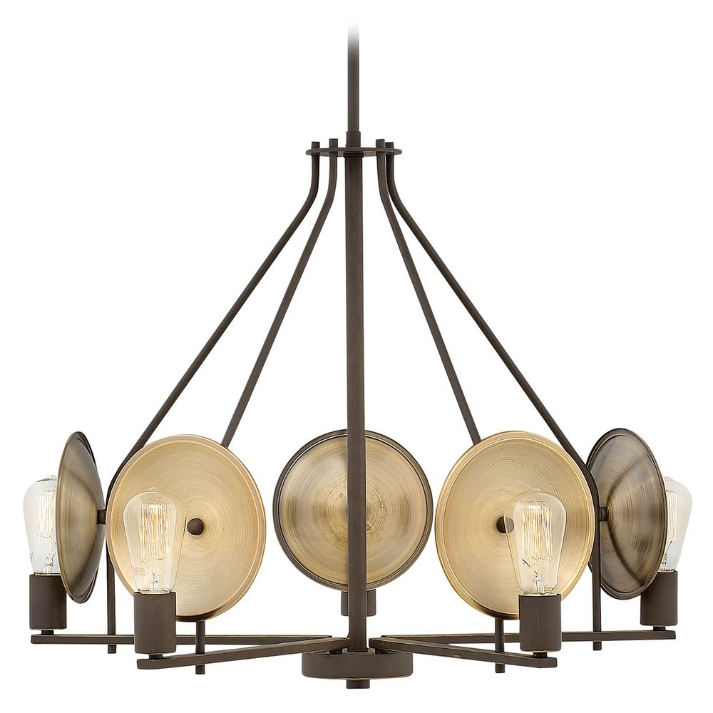 Mid Century Modern Chandelier Oil Rubbed Bronze Boyer By Hinkley Shown In Oil Rubbed Bronze Finish Image