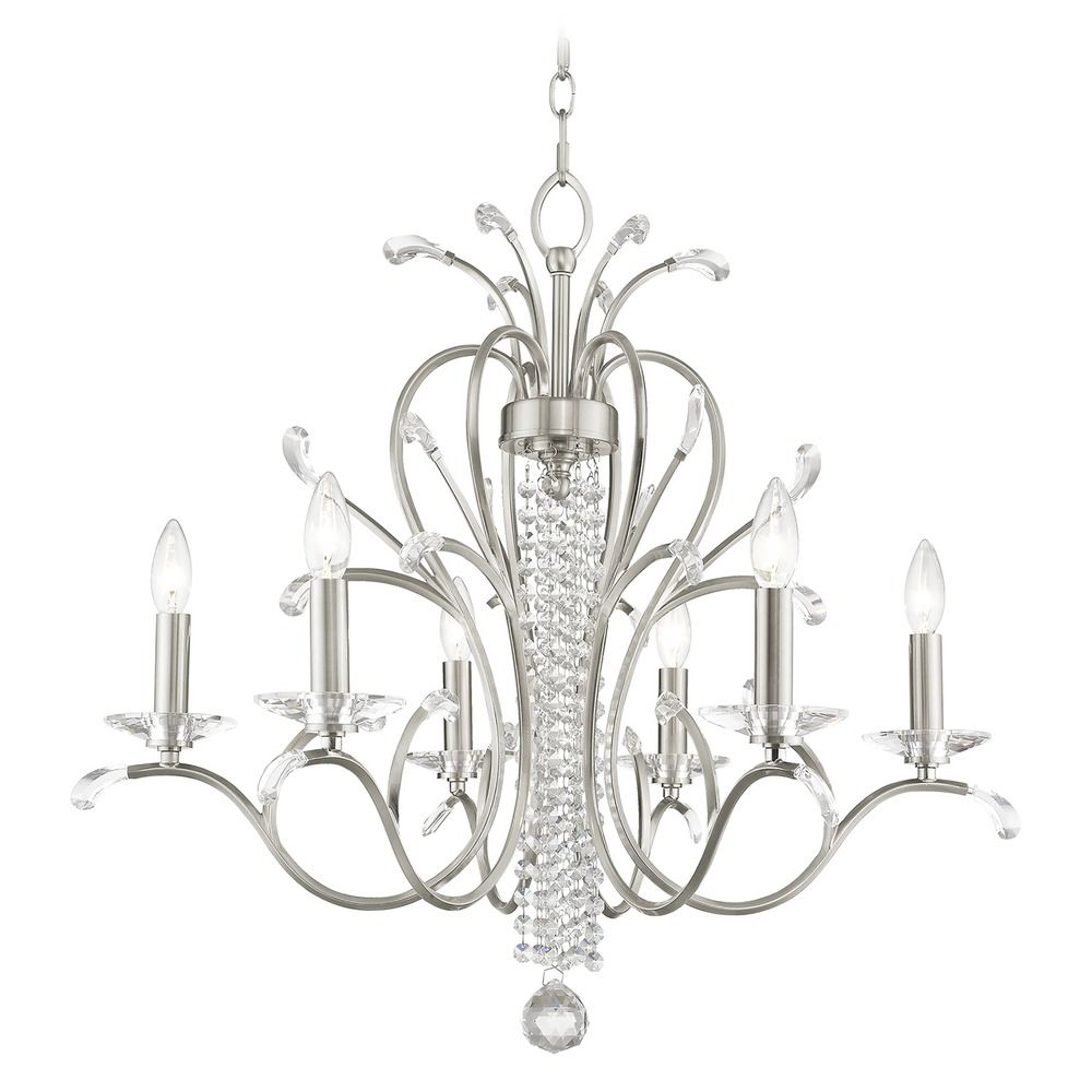 Livex Lighting Serafina Brushed Nickel Crystal Chandelier 51006 91 Shown In Brushed Nickel Finish Image