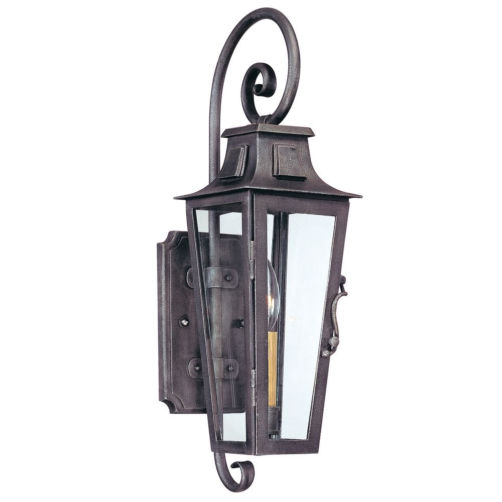 WX1 Cottage Style Outside Wall Light with Leaded Glass Pewter Finish 