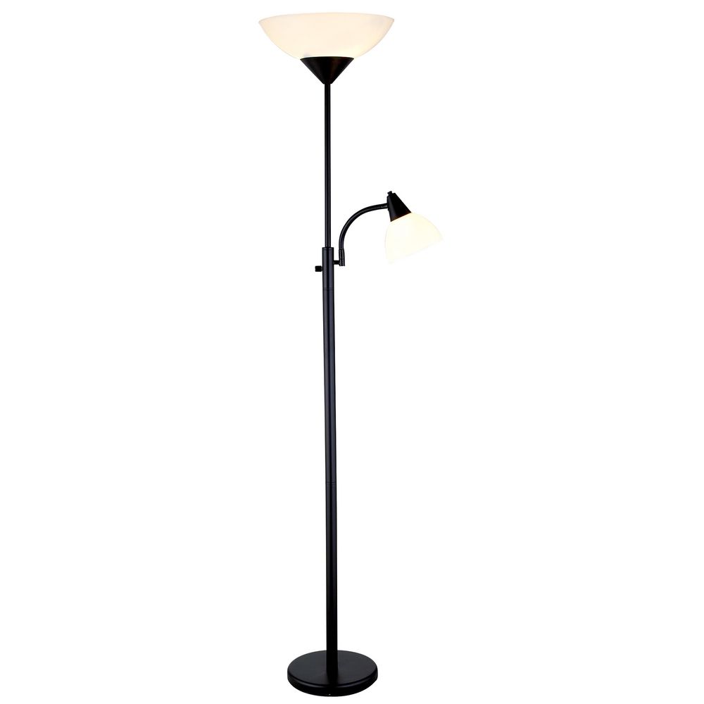 Adesso Piedmont Torchiere Floor Lamp With Reading In Black Adesso Home Lighting Piedmont Torchiere Floor Lamp With Reading In Black Finish 7202