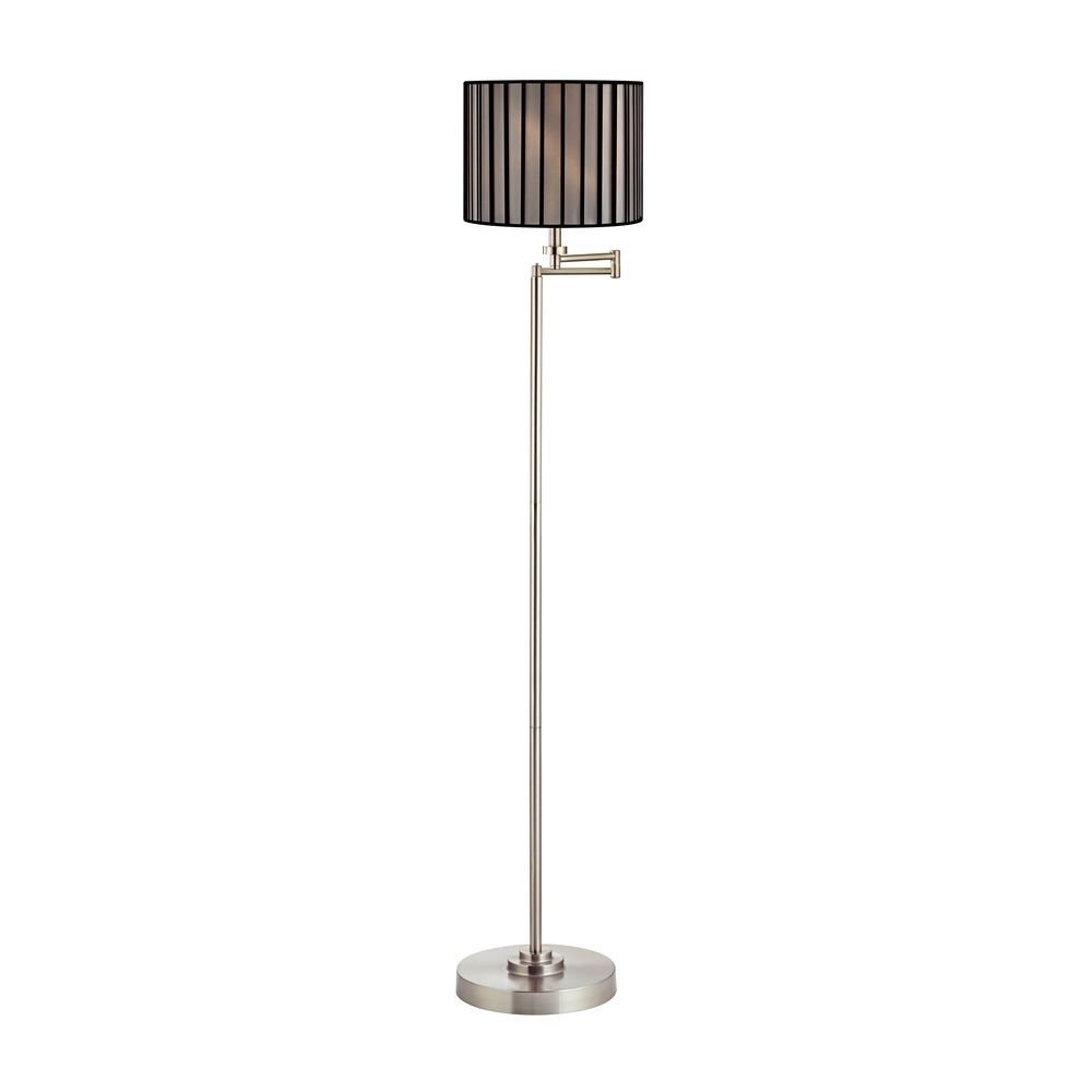 Swing Arm Floor Lamp With Black And White Shade At Destination Lighting